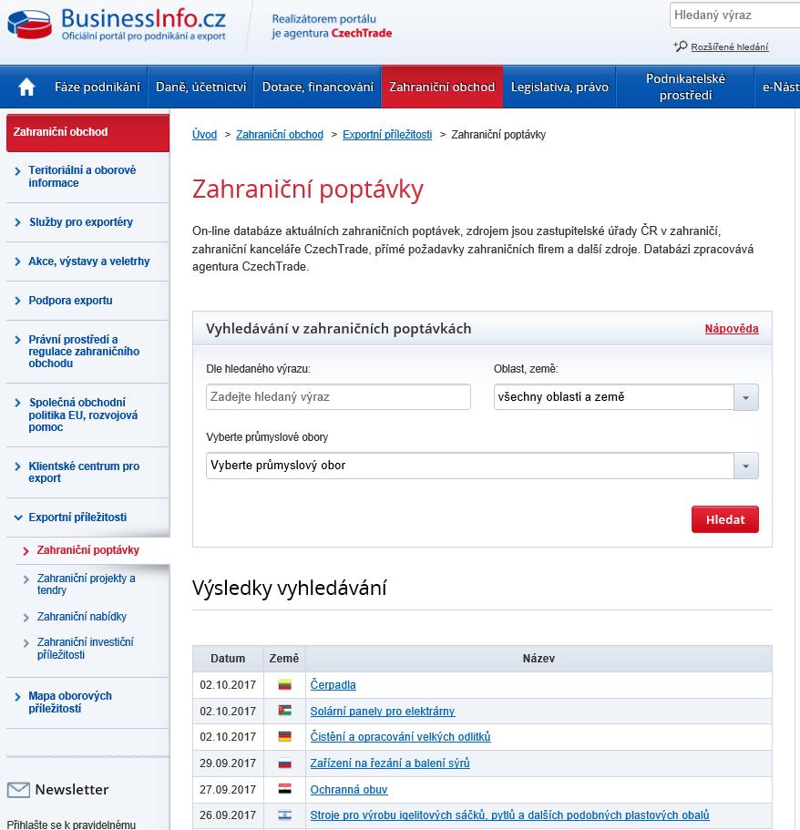 EXPORTNÍ INFORMACE ZPRACOVÁNÍ