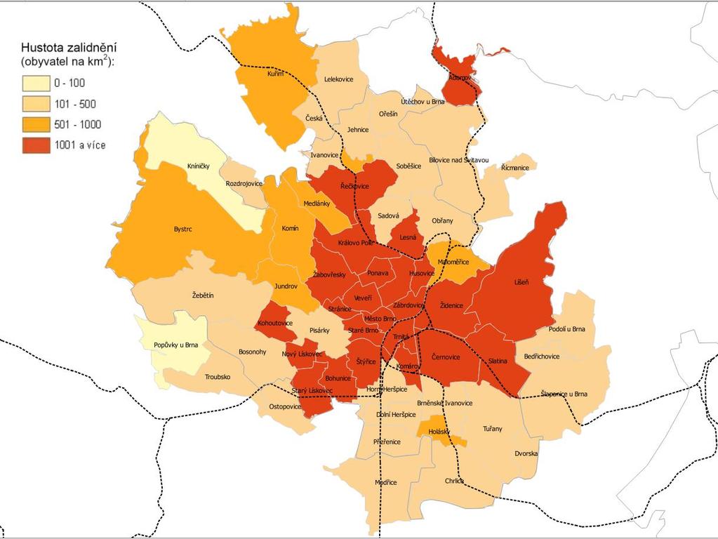 4. POPIS ŽELEZNIČNÍ DOPRAVY NA TRATÍCH V AGLOMERACI BRNO Jedná se o území, na které se s odkazem na vymezení aglomerací dané vyhláškou č. 561/2006 Sb.