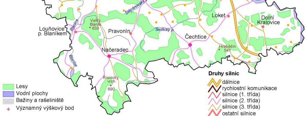 Obrázek č. 2.4: Mapa obecně-geografická SO ORP Vlašim Zdroj: ČSÚ E.