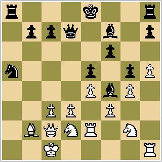 Nevařil Malůš 0-1 1. e4 e5 2. Jf3 Jc6 3. Sb5 a6 4. Sxc6 dxc6 5. d3 Sg4 6. Jbd2 Sb4 7. c3 Sc5 8. b4 Sd6 9. h3 Sh5 10. Sb2 f6 11. Dc2 Jh6 12. a3 Dd7 13.