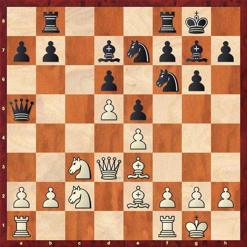 9.Je1 Asi nejčastějším pokračováním je 9.b4!?, po kterém mi vadilo 9...a5, jenže jsem nenašel 10.Sa3! a dále například 10...axb4 11.Sxb4 Jd7 12.a4 Sh6 13.a5 s malou výhodou bílého.