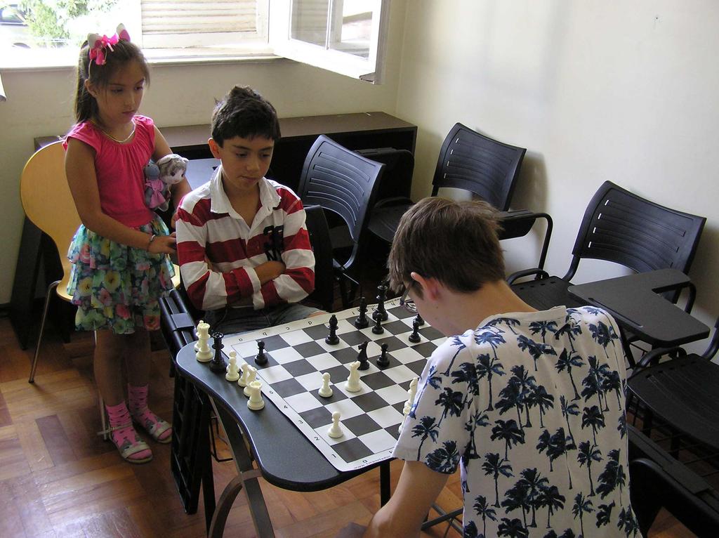 Theovi při partii fandila i mladší sestra, která také hraje šachy 2. partie, Theodoro Fuentes Barahona Miky Trávníček 28. února 2017 v Santiagu de Chile, komentáře Miky Trávníček 1.