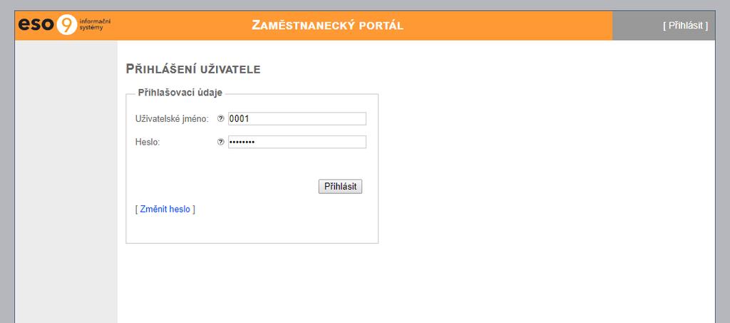 2. Základní činnosti Zaměstnaneckého portálu 2.1 Přihlášení do Zaměstnaneckého portálu Pro přihlášení do Zaměstnaneckého portálu (dále už jen ZMP) musí zaměstnanec znát své Uživatelské jméno a Heslo.