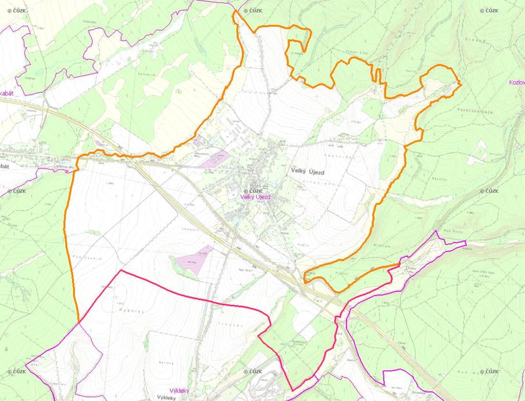 A. NÁZEV OBCE Název části obce (ZSJ): Velký Újezd Mapa A: Území obce Přehledová mapka