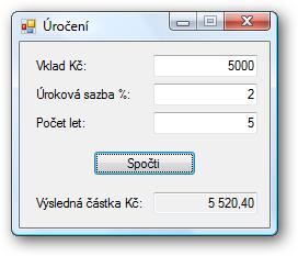 Př. Úročení Výsledná částka po n letech úročení vkladu v při