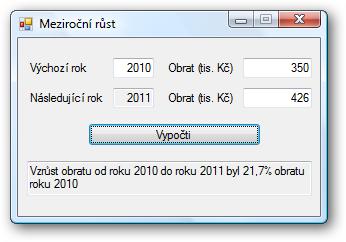 Př. Meziroční růst pole Následující rok je pouze