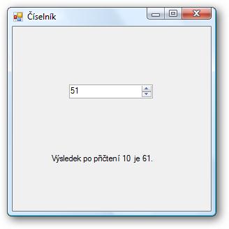 Př. vyzkoušejte si ovládací prvek číselník při změně nastává událost ValueChanged vlastnosti Minimum,