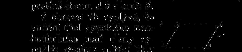 Příkladem vypuklého mnohoúhelníka je rovnobéžník (obr. 7a). Naproti tomu čtyrúhelník ABCD v obr. 7b není vypuklý, neboť strana CD prodloužená za bod D (prodloužení je v obr.