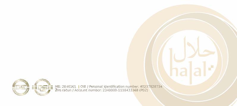 Broj: 78/2017-1438 Broj liste: 1-PP/1.1/16 Datum: 20.2.2017./ 23.5.1438. POPIS HALAL CERTIFICIRANIH PROIZVODA U TVRTKI PODRAVKA d.