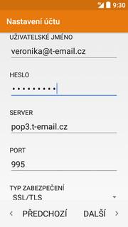 Název a nastavení serveru POP3 zjistíte u svého poskytovatele služeb.