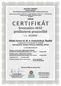 CERTIFIKACE Od roku 2011 v rámci aso