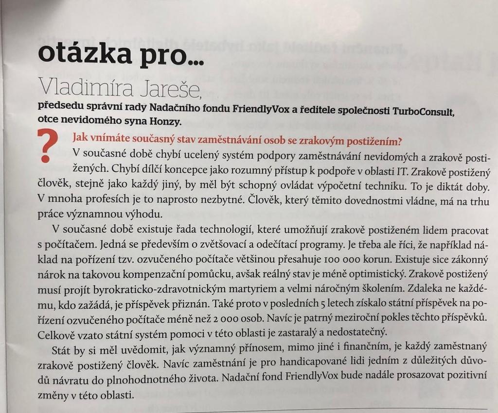 6.Otázka pro Vladimíra Jareše Tisk