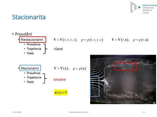 Při stacionárním proudění jsou sledy, trajektorie a proudnice totožné.
