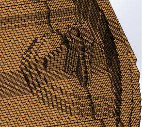 Síť vygenerovaná voxelovým algoritmem Síť vygenerovaná algoritmem nepravoúhlých voxelů Poradce pro jmenovitou tloušťku stěny Poradce pro jmenovitou tloušťku stěny prozkoumá geometrii a určí celkovou