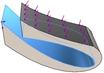 SOLIDWORKS Simulation Díky podpoře nekompatibilního hranového spojení skořepin můžete vytvářet ohraničení řezu pro studie dílčího modelování na místech, kde se spojují hrany skořepin.