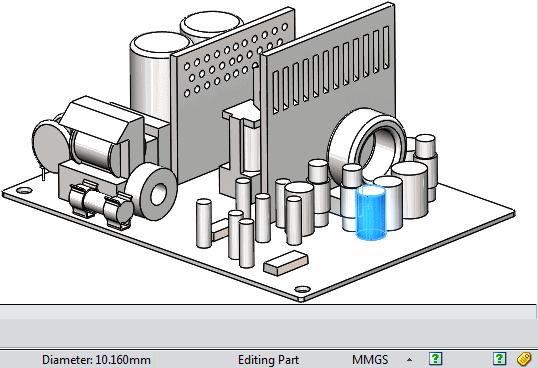 Uživatelské rozhraní SOLIDWORKS Flow Simulation SOLIDWORKS Plastics SOLIDWORKS Inspection (novinka ve verzi SOLIDWORKS 2015) Zobrazení průměru válce na stavovém řádku Chcete-li rychle zobrazit průměr