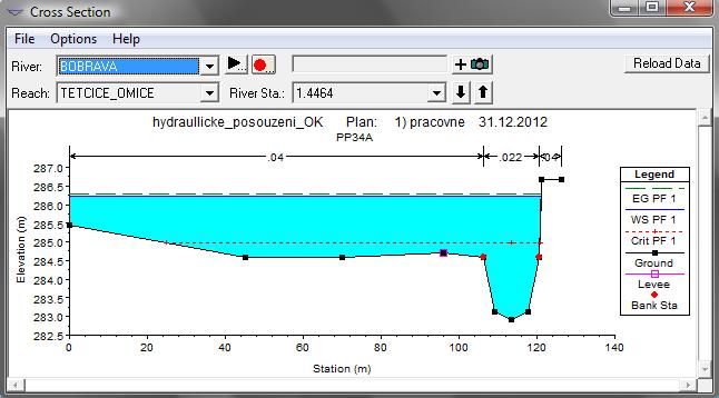 Obr. 10-1Rozhraní Cross Section, geometrie příčného profilu před