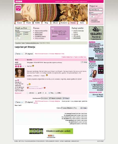 Oglaševanje sponzorirane teme na Forumu Forum skrbi za interaktivnost spletne strani Diva.