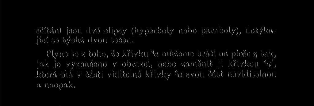 V, která má v části viditelné křivky 2 a svou část neviditelnou a naopak. 8,1. Plochy ku2elose6ko-kuželosefikov6.