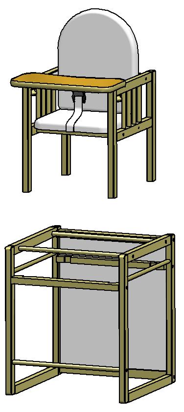 Fig. E Fig. F 1. Den Tisch mit den Schrauben montieren, wie gezeigt auf Abbildung A. 2. Den Kinderstuhl mit Schrauben montieren, wie gezeigt auf Abbildung B. 3.