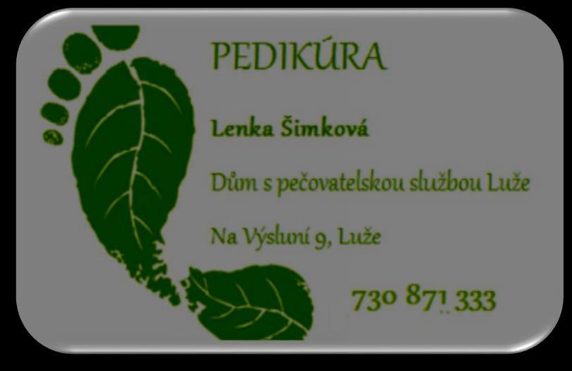 PEDIKÚRA, MANIKÚRA 1) ZÁKLADNÍ PEDIKÚRA Cena 150 Kč (doba ošetření cca 60 minut) Zahrnuje dezinfekci nohou, lázeň, odstranění zrohovatělé kůže na chodidlech, zarovnání a zapilování nehtů, úprava