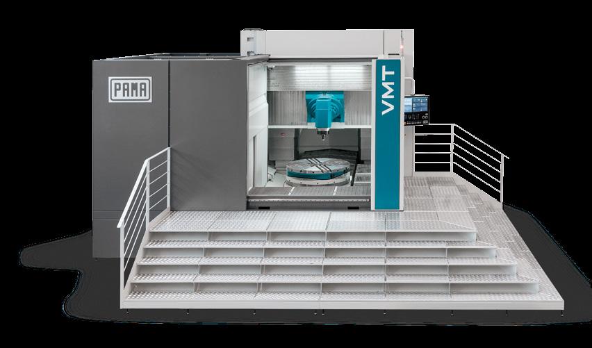 SPEEDMAT VM / VMT MULTIFUNKČNÍ 5OSÉ OBRÁBĚCÍ CENTRUM Kombinace uložení stolu na válečkových ložiskách pro soustružnické operace a na hydrostatickém uložení pro frézovací operace 2osá kontinuálně