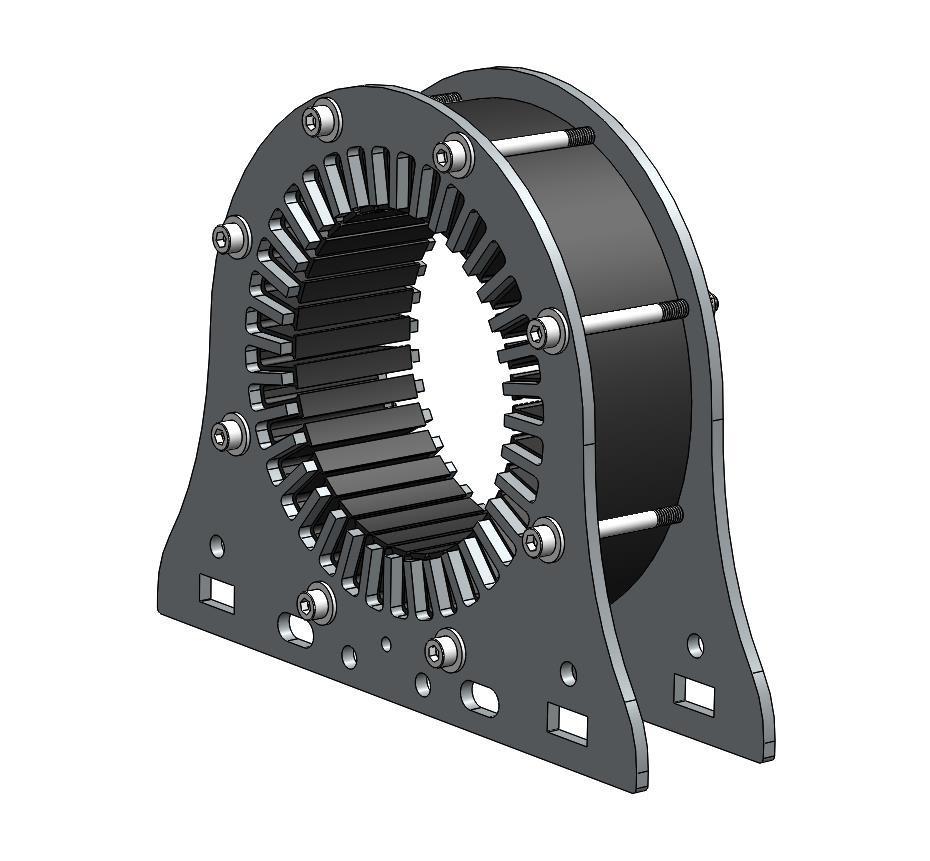 .. Stator Stator je tvořen statorovým paketem staženým stahovacími nemagnetickými lamelami viz obr.
