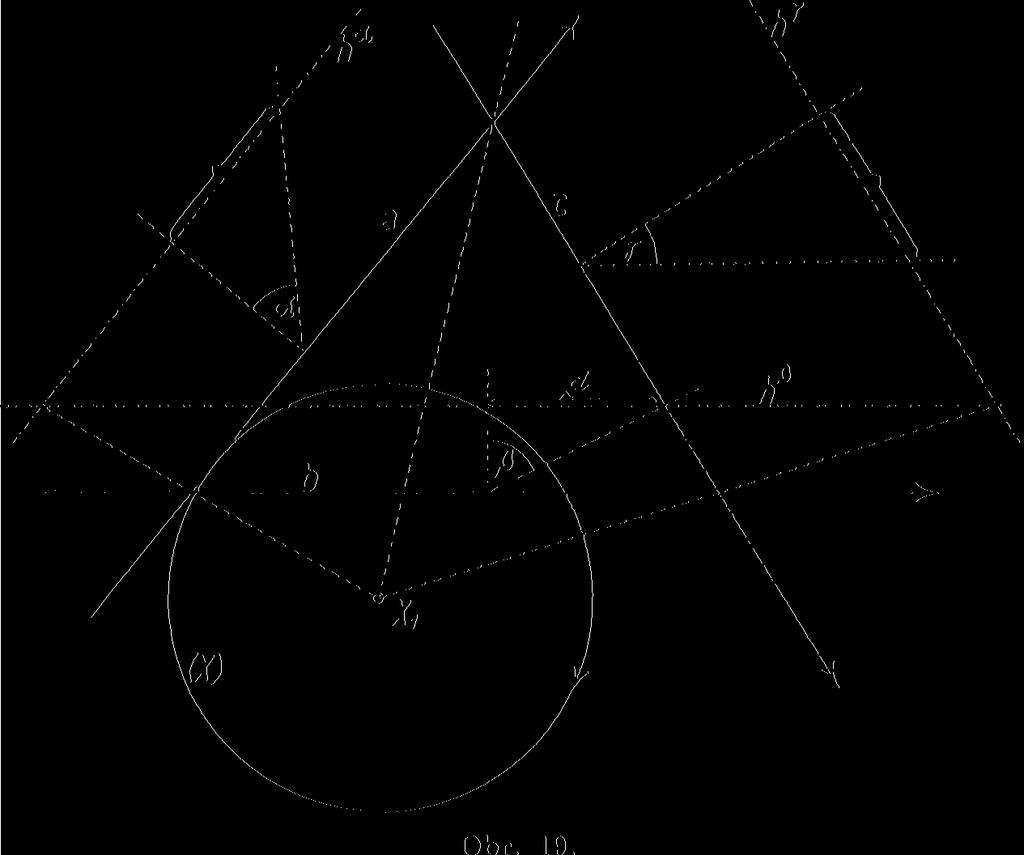 Tyto hlavní přímky h", hř, h y tvoří trojúhelník stejnolehlý s trojúhelníkem stop a, b, c.