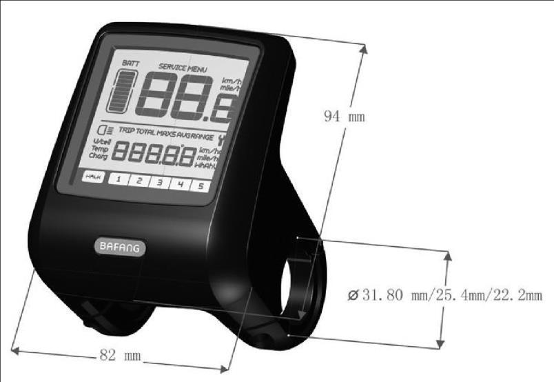 LCD display Parametry displeje: Napájení 36V / 48V Jmenovitý proud 10 ma Maximální provozní proud 30 ma Vypínací proud < 1 ua Provozní proud napájení vypínače 50 ma Pracovní teplota - 18 ~ 60 %