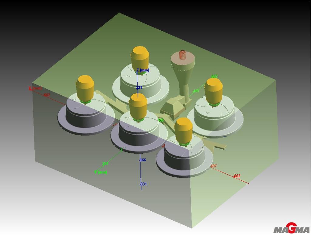 6.2.3. Založení nového projektu Kompletně vymodelovaná geometrie v prostředí Solid Works je rozdělena na odlitky a vtokovou soustavu.