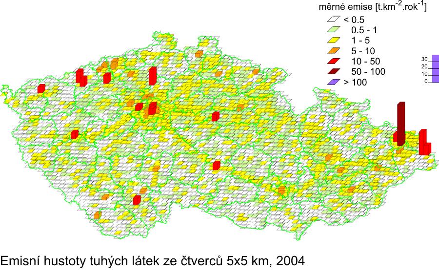 Na základě dat za rok 2005 byl mezi oblastmi se zhoršenou kvalitou ovzduší vymezen obvod Městského úřadu Kutná Hora. Oblasti se zhoršenou kvalitou ovzduší se podle zákona č. 86/2002 Sb.