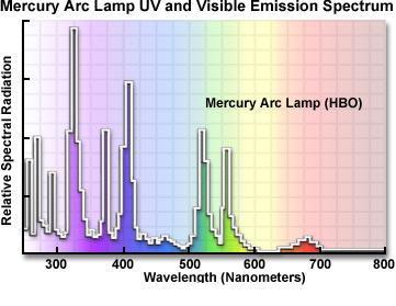 Zdroj světla ve fluorescenci množství fotonů, které dorazí do oka nebo na detektor je při fluorescenční mikroskopii zpravidla velmi malé - kvantový výtěžek většiny fluorochromů je malý pro dostatečné