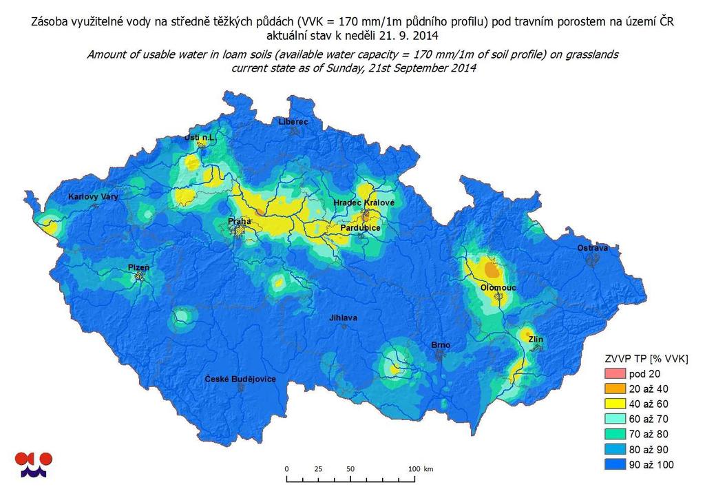 F. Vlhkost půdy Oproti minulému týdnu došlo opět ke zvýšení půdní vlhkosti na většině území ČR. Vysoké vlhkosti již převládají téměř na celém území, nejvyšší vlhkosti se vyskytují v orniční vrstvě.