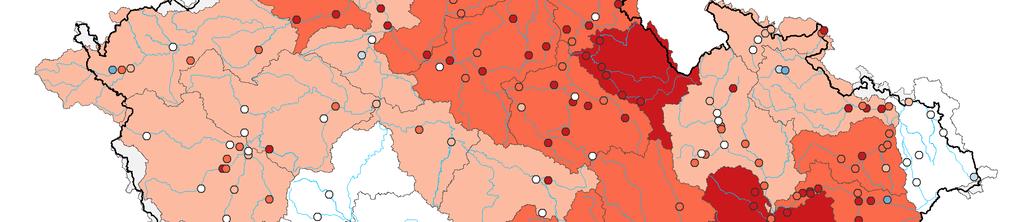 U 2 % objektů hladiny stagnují nebo pomalu klesají. U 80 % objektů hladiny stagnují nebo pomalu rostou. U 13 % objektů hladiny rostou. U 5 % objektů hladiny velmi rychle rostou.