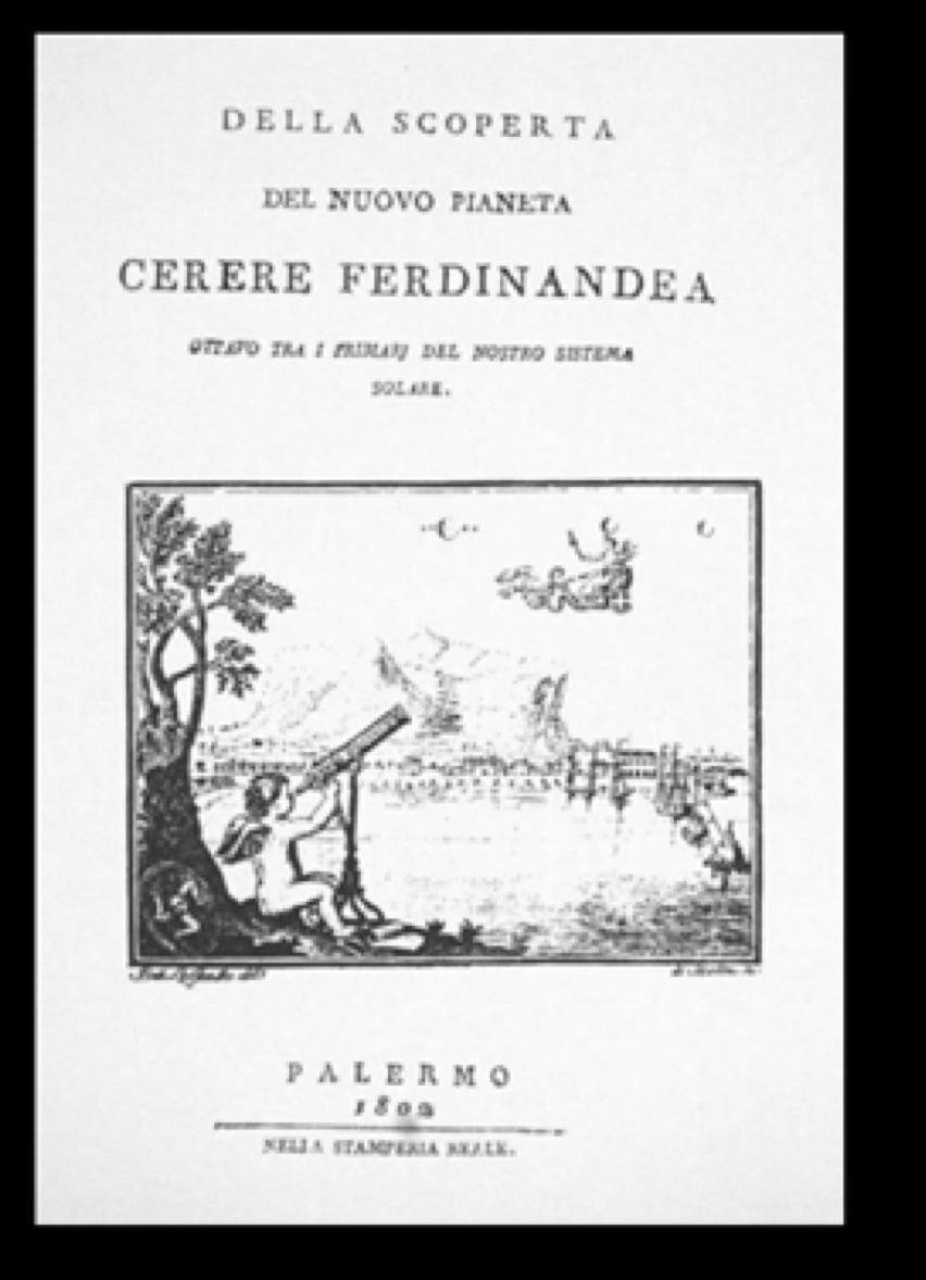 Objevy planetek - (1. ledna. 1801) Giuseppe Piazzi: Ceres Původní pojmenování nové planety znělo Ceres Fernandea.