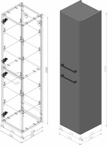 DRJ153151 509817 Skříňka pod dvojumyvadlo 120 cm dělená vnitřní plocha dva