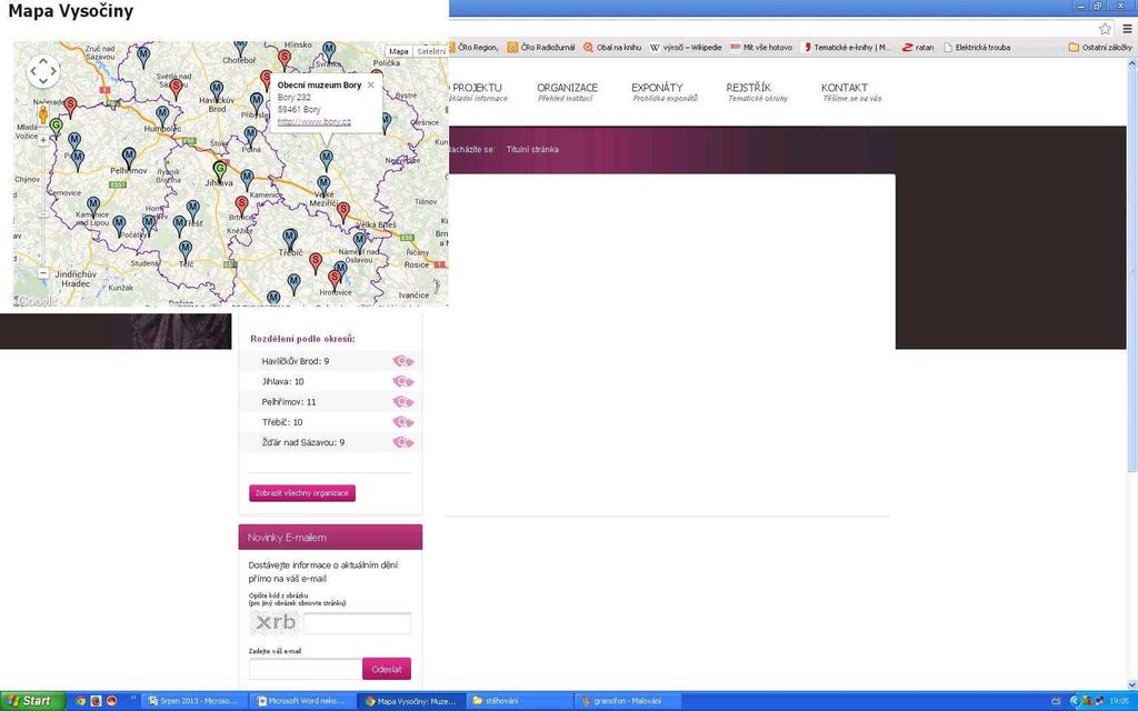 Cílem projektu Muzea a galerie na Vysočině online je snaha interaktivně představit sbírkové předměty a exponáty uložené ve sbírkotvorných organizacích a institucích, tj.