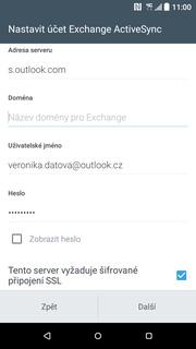 24 z 38 outlook.cz Pošta. Vyberete Exchange ActiveSync pro HTC Sense.