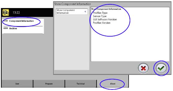 Vyberte About > 4100 Component information pro zobrazení informací anebo