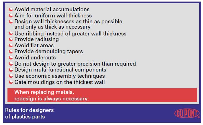 Základní principy návrhu výrobku z plastů Při nahrazování kovů je nový design vždy nutností!