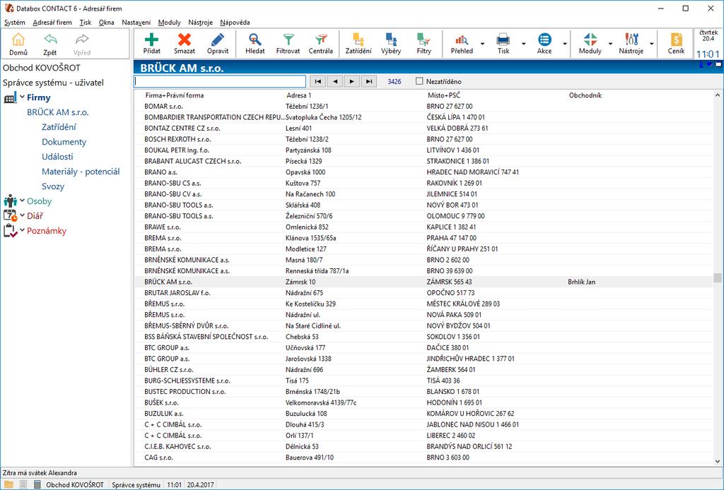 Databox CONTACT 6 základní operace programu Tento program slouží k evidenci firem, kontaktů a správě souvisejících obchodních aktivit a procesů.