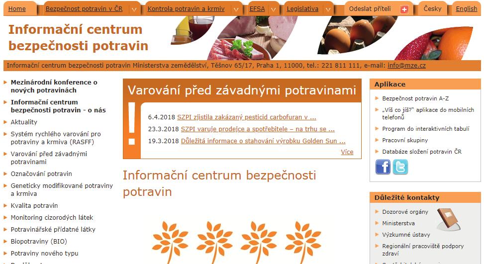 bezpecnostpotravin.cz Webové stránky bezpecnostpotravin.