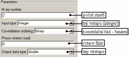 Obr. 7.13 Nastavované parametry bloku DBPSK Modulator Baseband 7.4 Modulace RZ-DBPSK Modulace RZ-DBPSK je bipolární diferenční dvojstavová PSK modulace s návratem k nule.