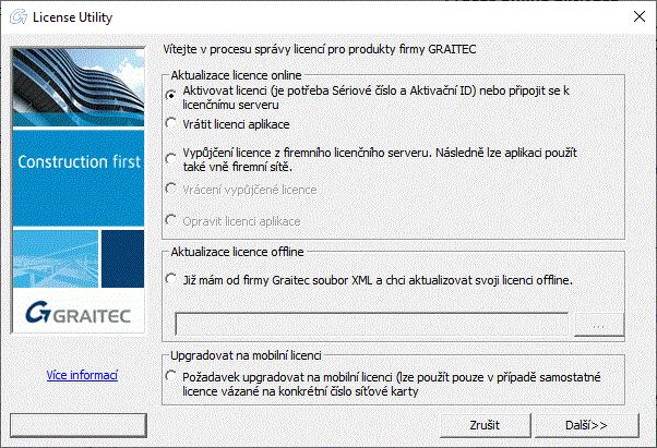 Aktivace licence Po instalaci CADKON+ musíte před použitím softwaru aktivovat licenci. Spuštění procesu aktivace Proces aktivace se nastartuje při prvním spuštění aplikace CADKON+.