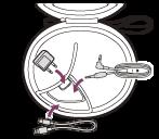 Uložení kabelů a konektorového adaptéru pro použití na palubě letadla Umístěte kabely a adaptér