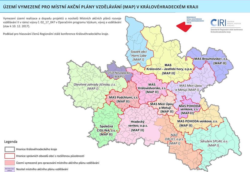 V roce 2017 probíhal prostřednictvím sekretariátů RSK KHK sběr aktualizovaných strategických rámců MAP.