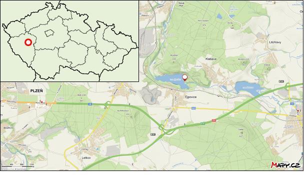 Obr. 1 Mapa místa těžby železné
