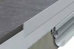 Konstrukční systémy pro balkony a terasy Schlüter -BARA-RHA Schlüter -BARA-RHA je výškově stavitelný krycí profil z barevně lakovaného hliníku. Ve spojení s odpovídajícími nosnými BARA-profily, např.