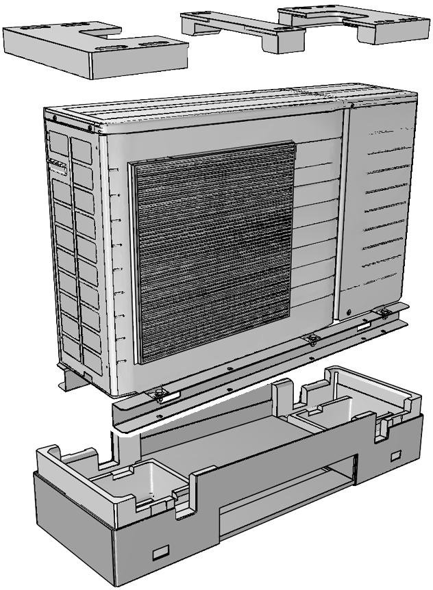 9.3. Desembalaje PRECAUCIÓN Para evitar experimentar lesiones, no toque la entrada de aire ni las aletas de aluminio de la unidad.