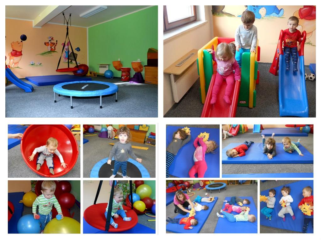 Součástí areálu jeslí je i místnost pro pohybové aktivity nejmenších tzv. tělocvična. Je velmi pěkně a účelně vybavena prvky pro rozvoj pohybových dovedností dětí od 1 do 3 let věku.